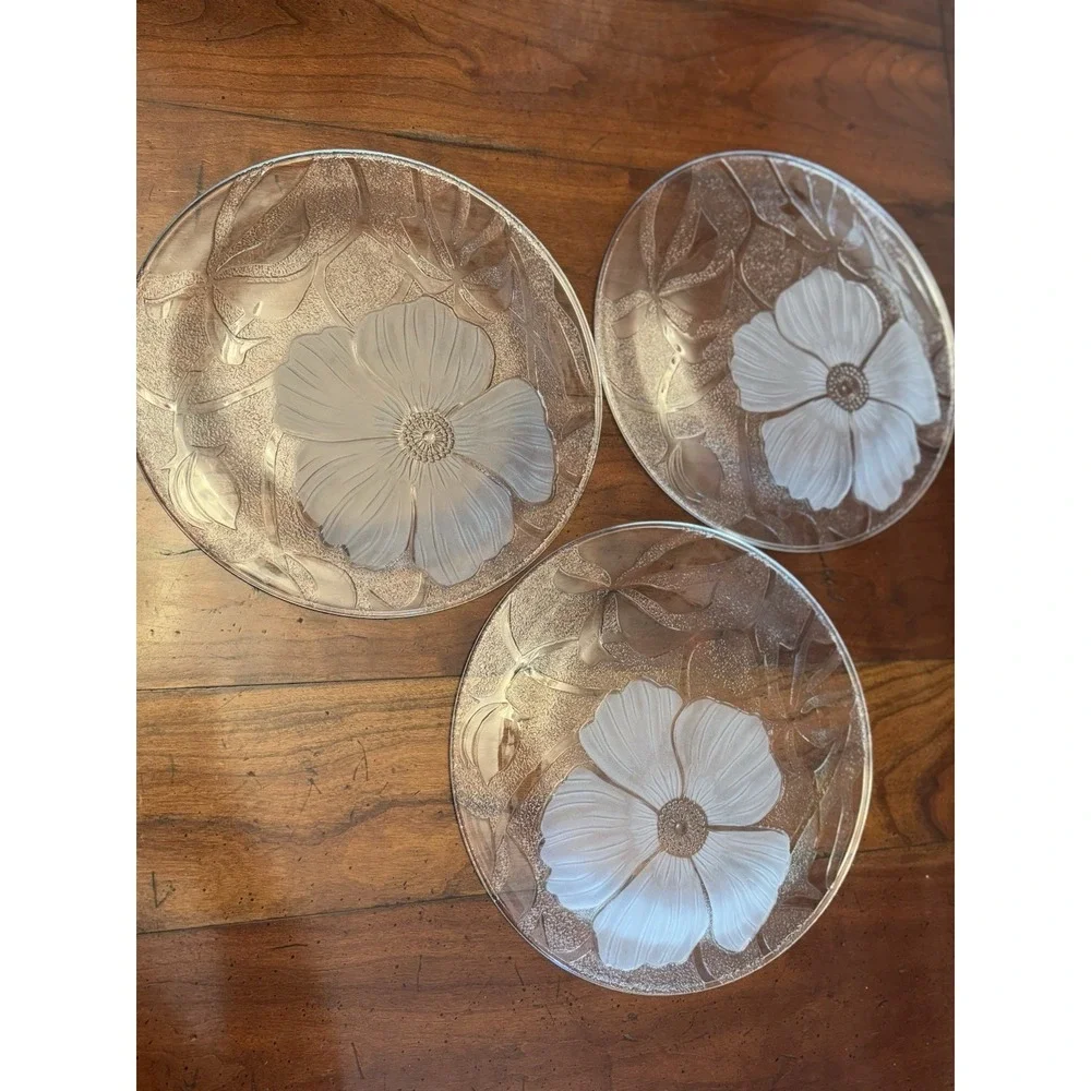Set of 3 KI35 by KIG (INDONESIA) Glass Etched Flower 10